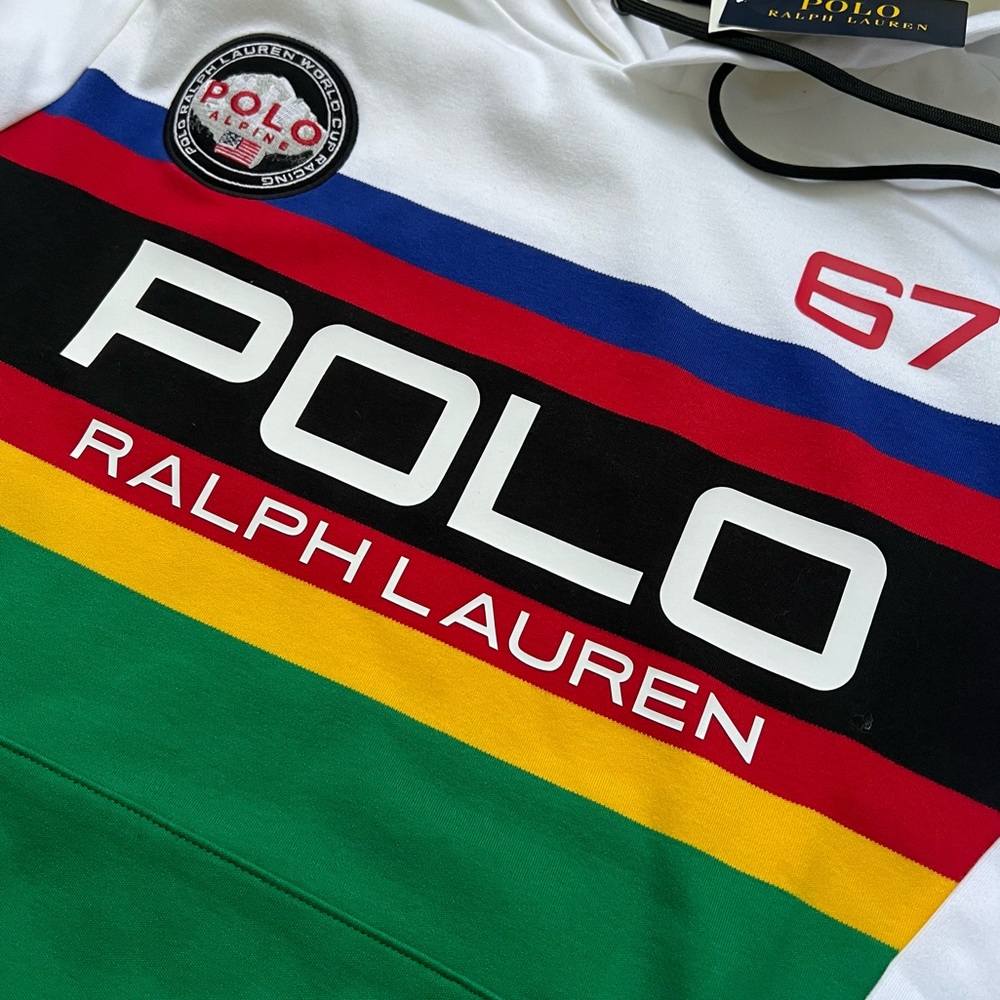 POLO RALPH LAUREN World Cup Racing Alpine Logo Striped Multicolor Hoodie - Picture 9 of 12